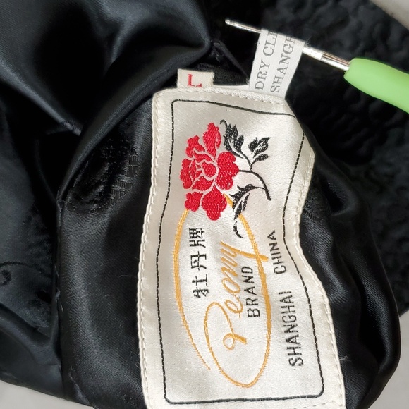 Peony Brand reversible jacket women's large fuchia black jacquard quilt oriental - Picture 6 of 15